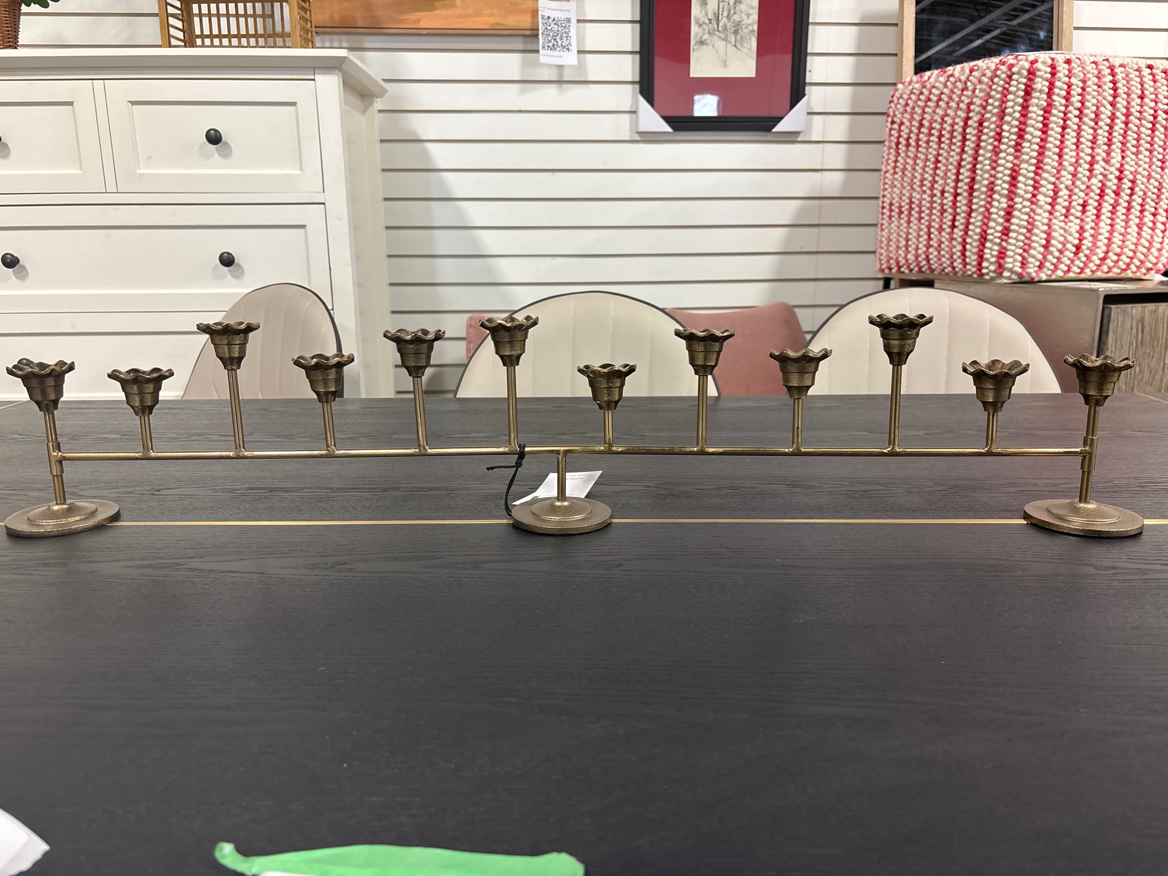 Scalloped Brass 12ct Taper Candelabra Antique Finish SHOWROOM ITEM