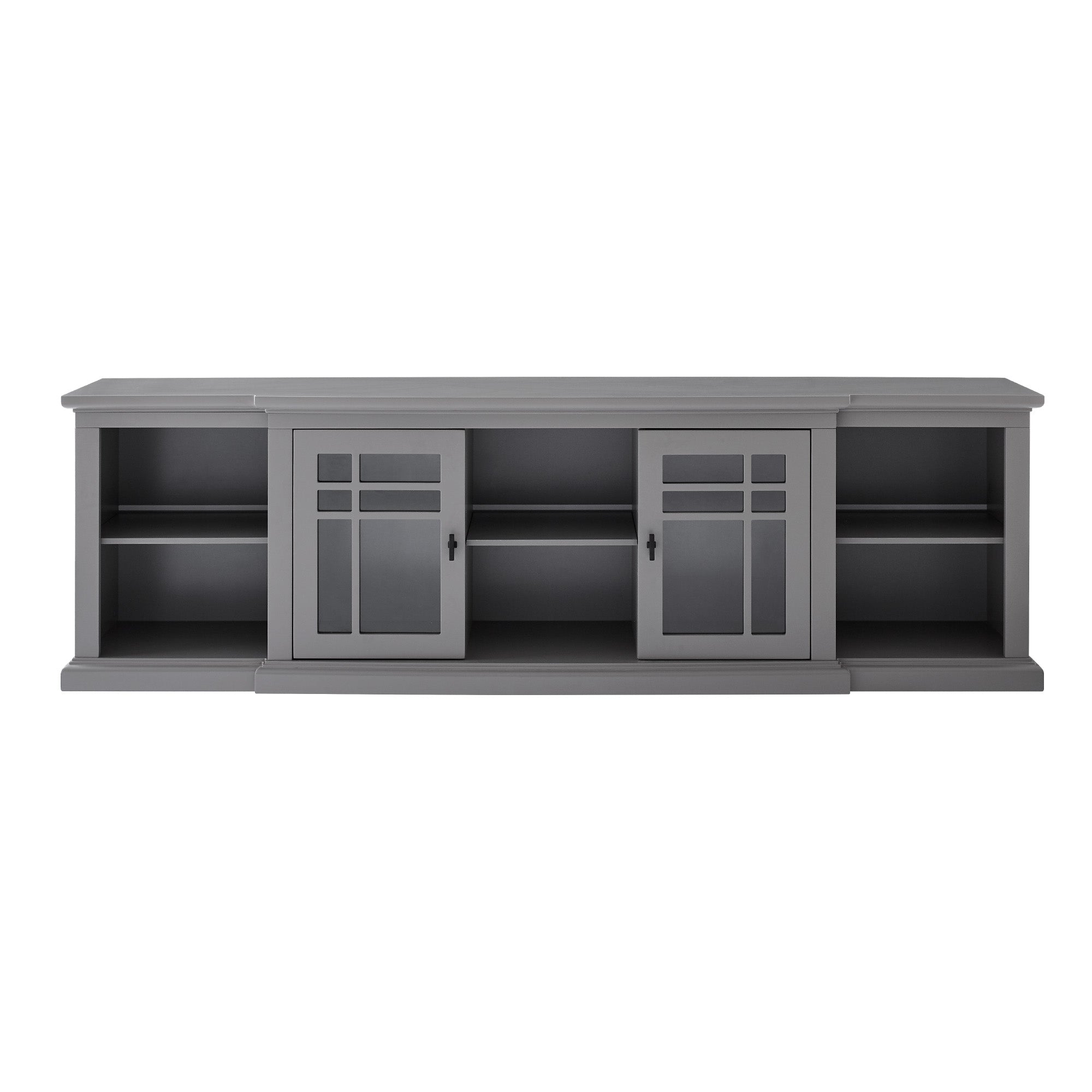 Transitional Glass-Door TV Stand for TVs up to, Grey