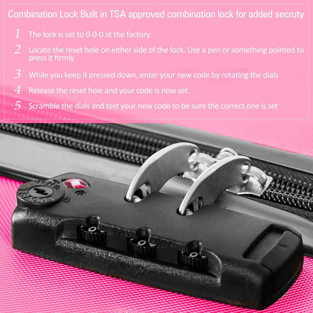 3 Piece Luggage Set Hardside Spinner Suitcase with TSA Lock