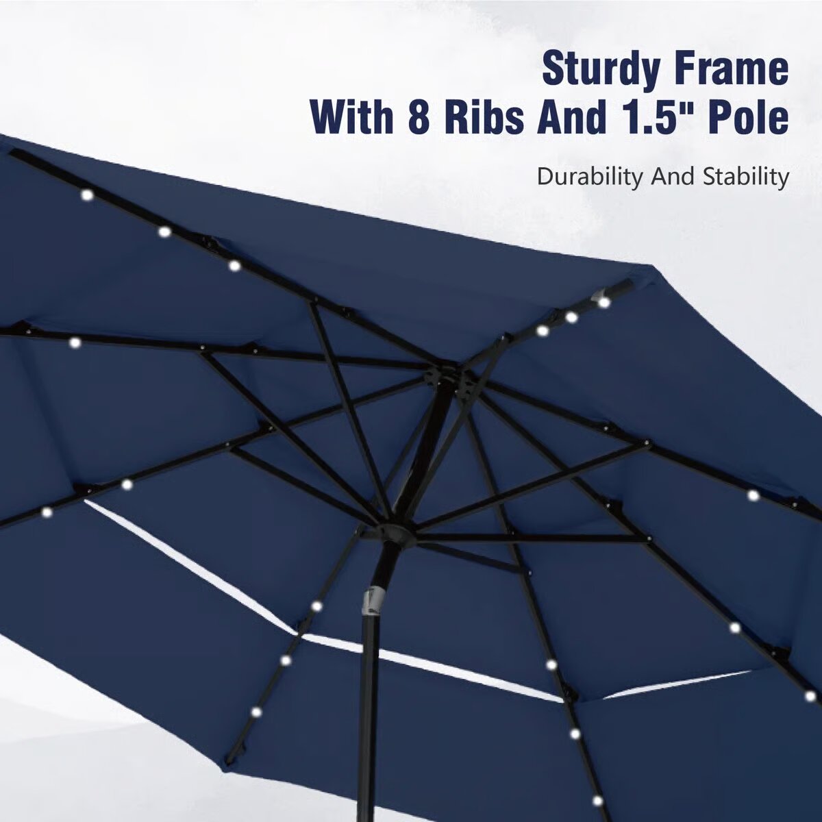 Lighted Umbrella With Crank