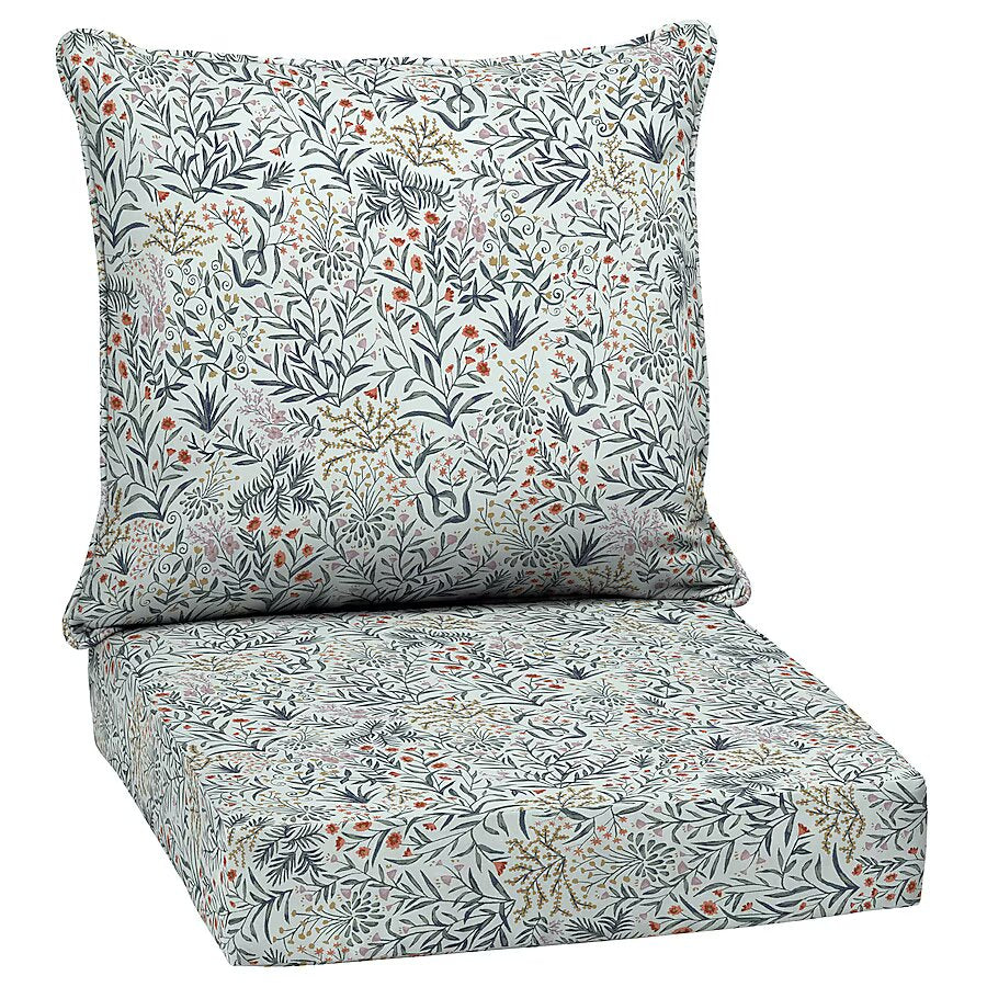 2 -Piece Pistachio Botanical Deep seat patio chair cushion