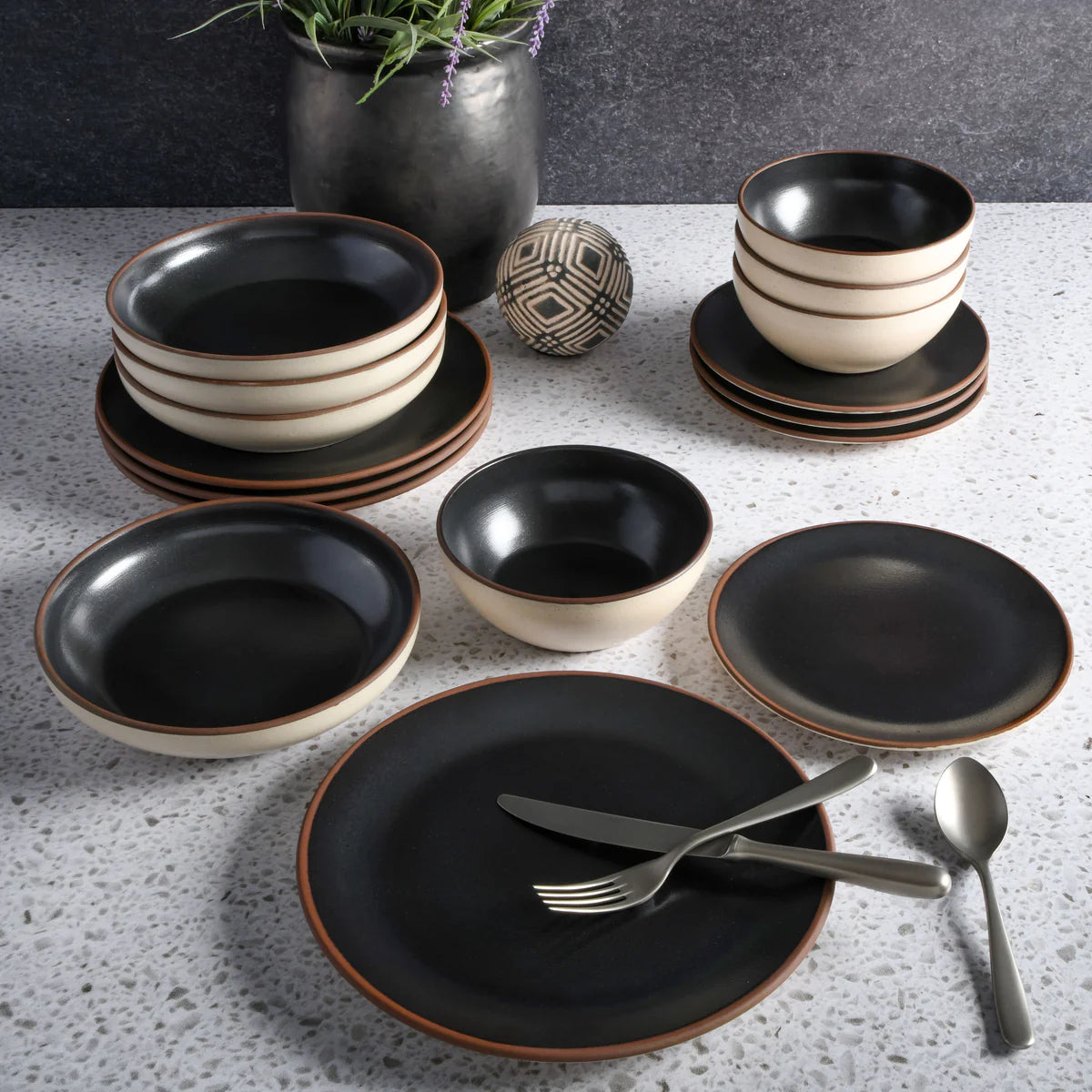 Elite Contempo Classic Double Bowl Terracotta Dinnerware Set