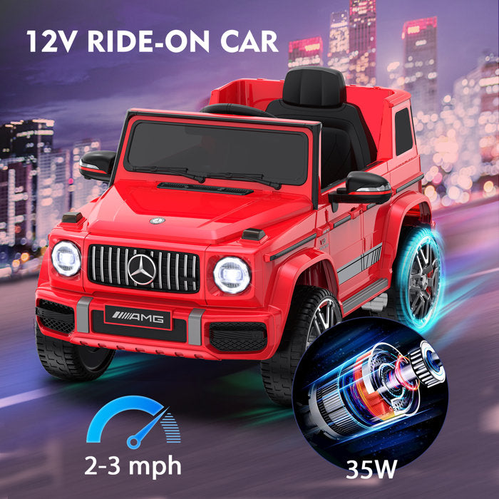 12V Benz G63 Licensed Powered Ride On Car W/ Remote Control, Low Battery Voice Prompt, Led Headlight