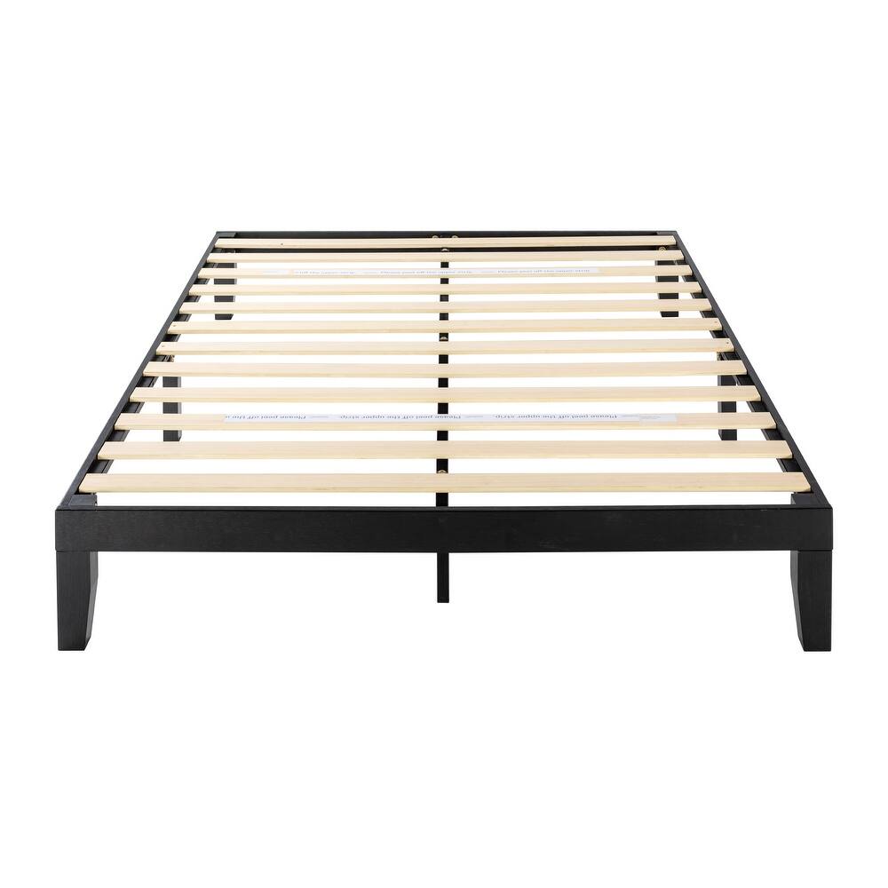 12" Classic Solid Wood Platform Bed Frame - Black - Full