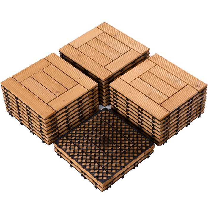 Wood Interlocking Deck Tile (Set of 27)