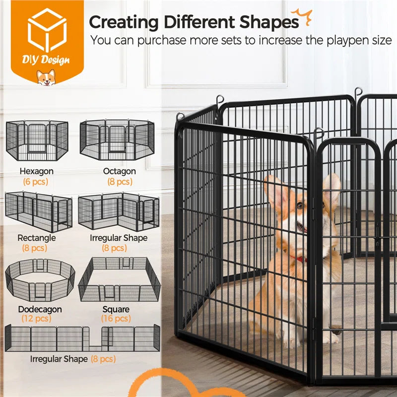 12 Panel Metal Exercise Pen With Door (Set of 12)
