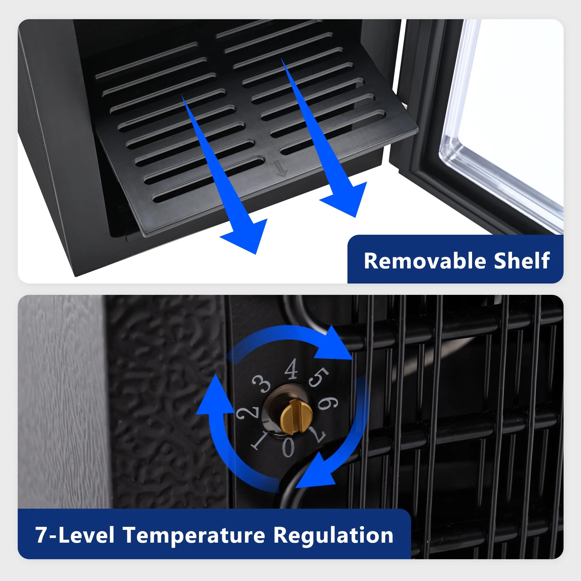 6 Bottles and 24 Cans Mini Beverage Refrigerator & Portable Wine Cooler with Glass Door, Black