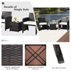 3-Piece Patio Wicker Furniture Set Storage Table with Protect Cover Cushioned in Off White
