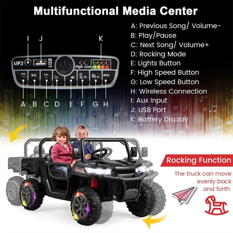 2-Seater Ride On Car Electric Dump Truck Kids UTV Car with Remote Control Electric Dump Bed Rocking Function