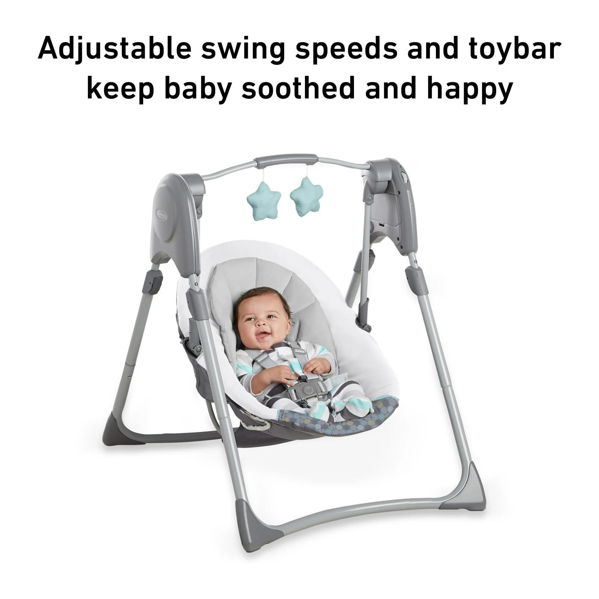 Slim Spaces Compact Infant Swing, Space-Saving Design, Gray, Tilden