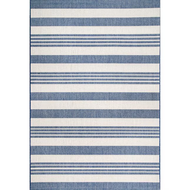 Blue Indoor/Outdoor Stripe Area Rug