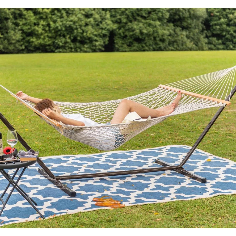 Double Rope Hammocks, Traditional Hand Woven Cotton Hammock - Natural