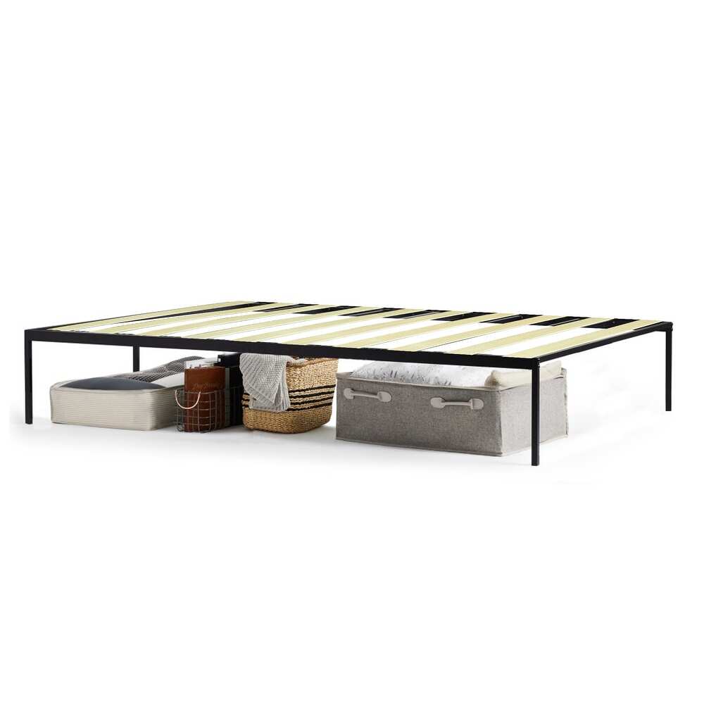 14 Inch Metal Platform Bed Frames With Wood Slat Support / No Box Spring Needed, Black - King