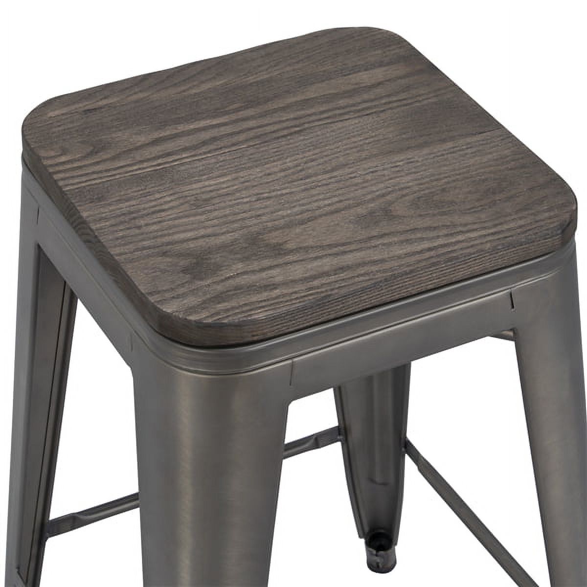 1 Piece of Counter/Bar Stool with Wooden Seat for Indoor/Outdoor