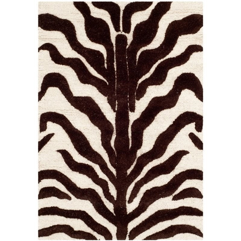 8' X 10' Hand Tufted Wool Rug in Ivory and Brown