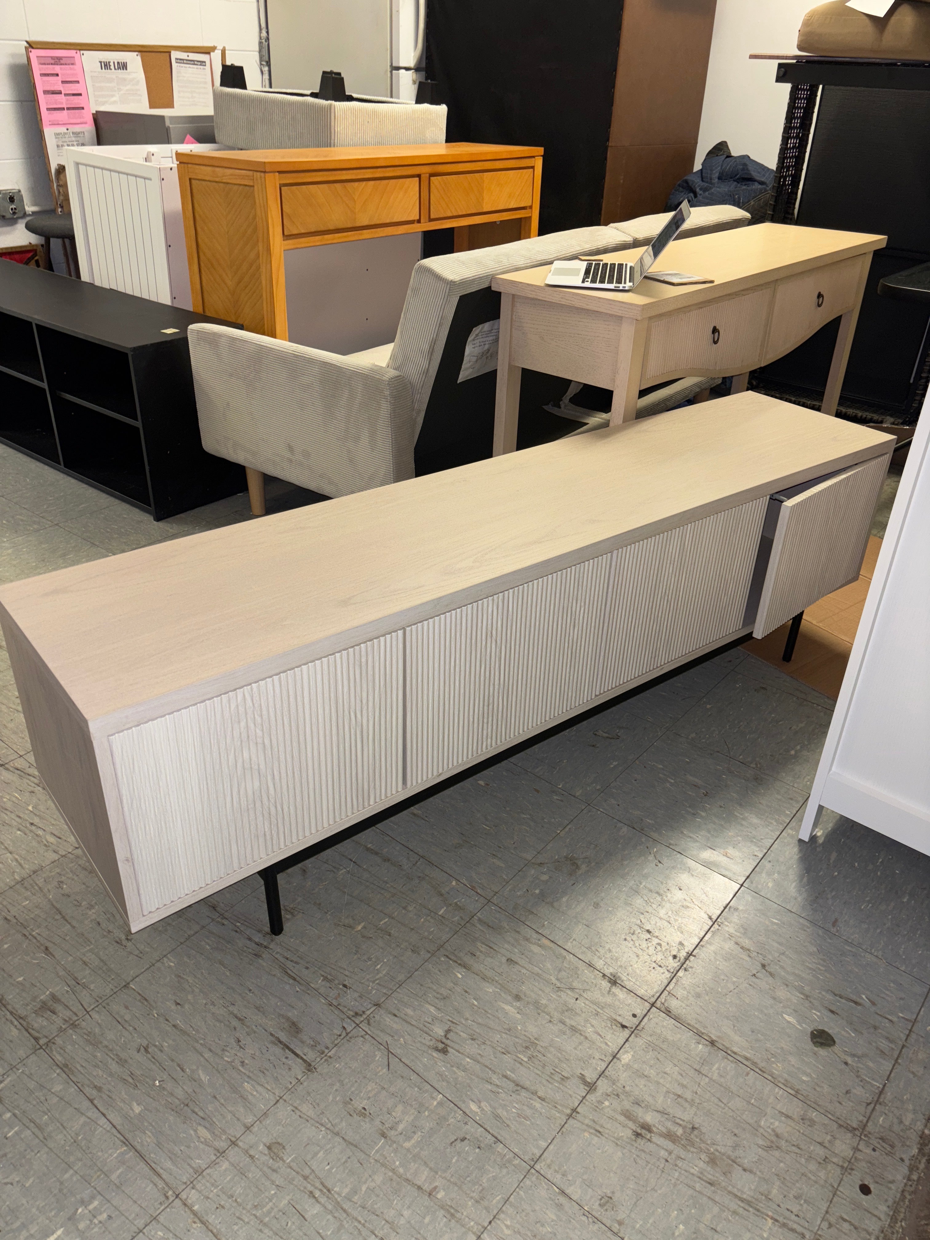 Whitman TV Stand for TVs up to 75" - Alder White SHOWROOM ITEM