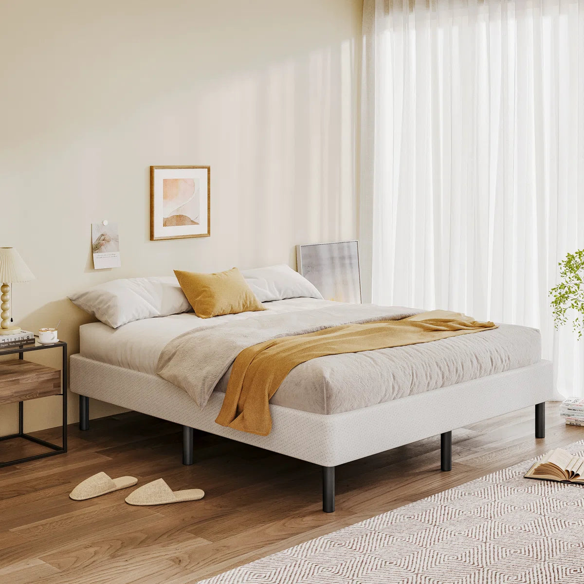 Legs Included Metal Box Spring With Frabric Cover twin