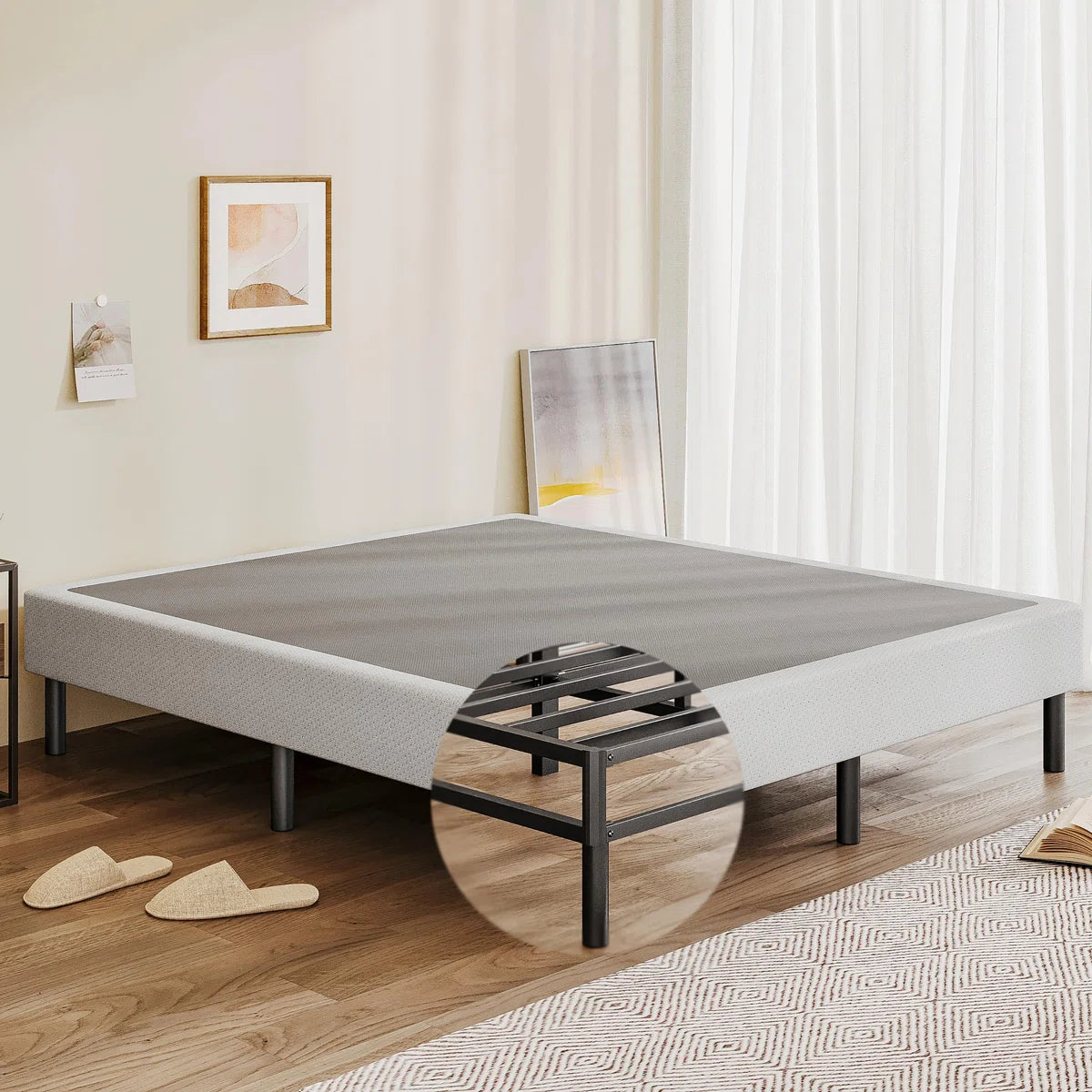 Legs Included Metal Box Spring With Frabric Cover twin