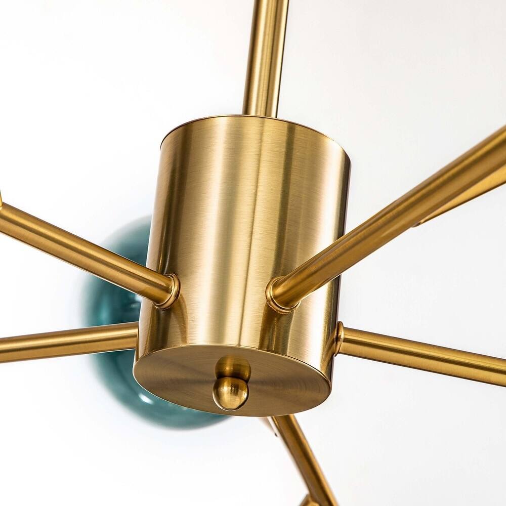 15-Light Modern Branch Sputnik Chandelier Cluster Glass Globe Bubble Ceiling Light - Blue Glass - Gold