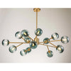 15-Light Modern Branch Sputnik Chandelier Cluster Glass Globe Bubble Ceiling Light - Blue Glass - Gold