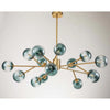 15-Light Modern Branch Sputnik Chandelier Cluster Glass Globe Bubble Ceiling Light - Blue Glass - Gold