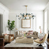15-Light Modern Branch Sputnik Chandelier Cluster Glass Globe Bubble Ceiling Light - Blue Glass - Gold