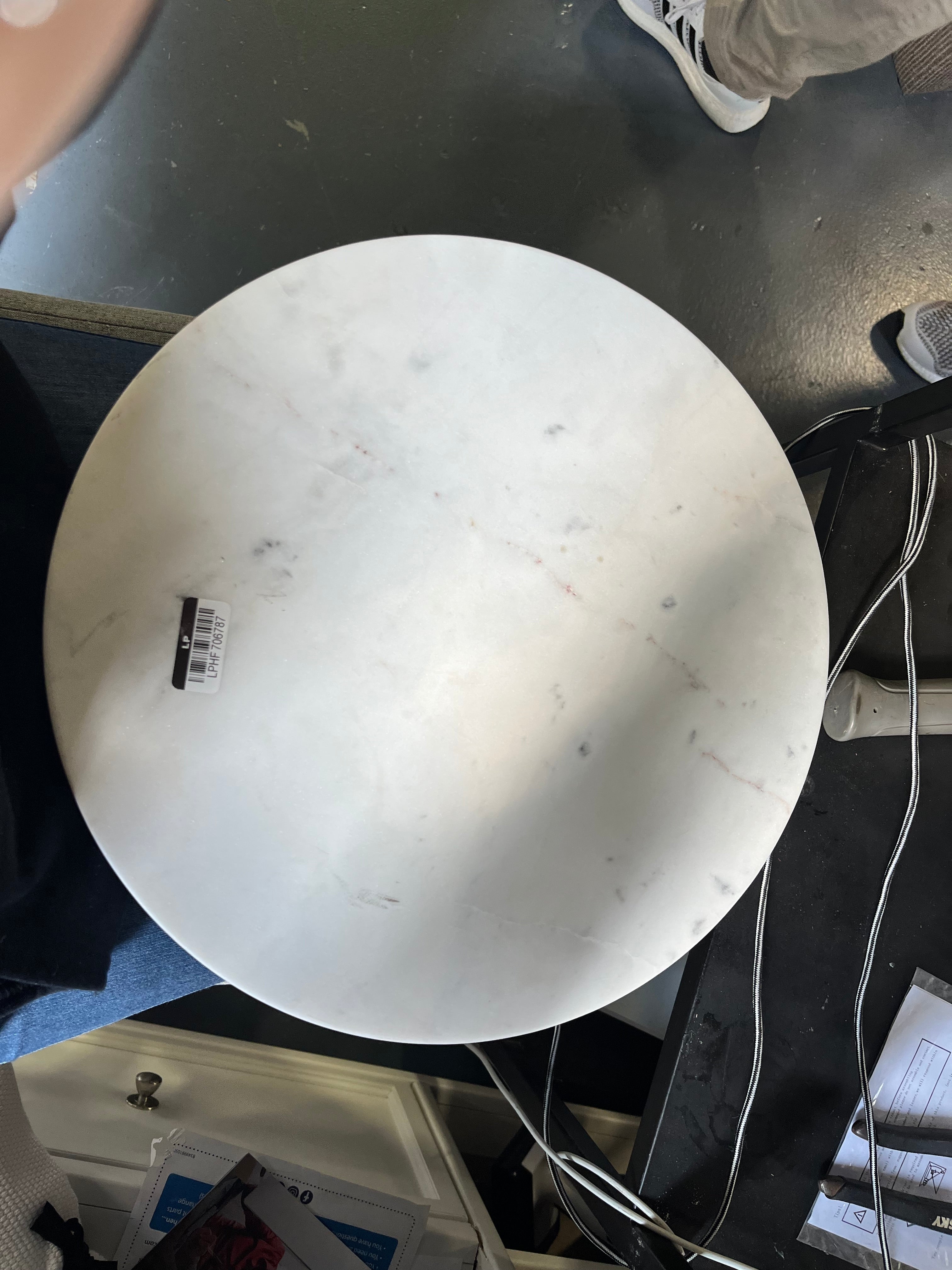 14" Marble and Wood Lazy Susan White - Threshold™ SHOWROOM ITEM
