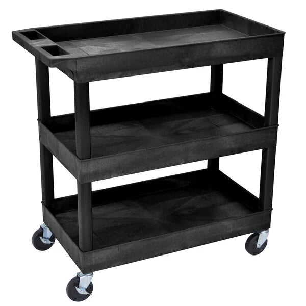 Black Three Tub Shelf Utility Cart