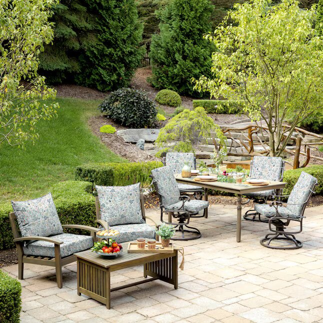 2 -Piece Pistachio Botanical Deep seat patio chair cushion