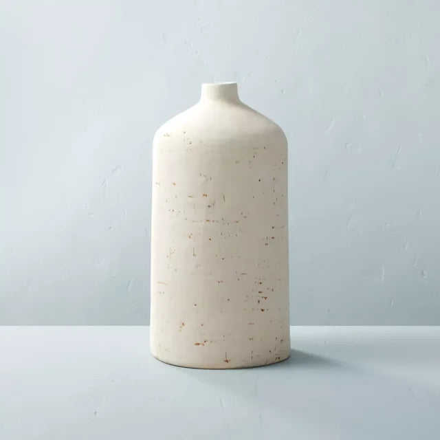 16" Distressed Ceramic Vase Natural Cream SHOWROOM ITEM