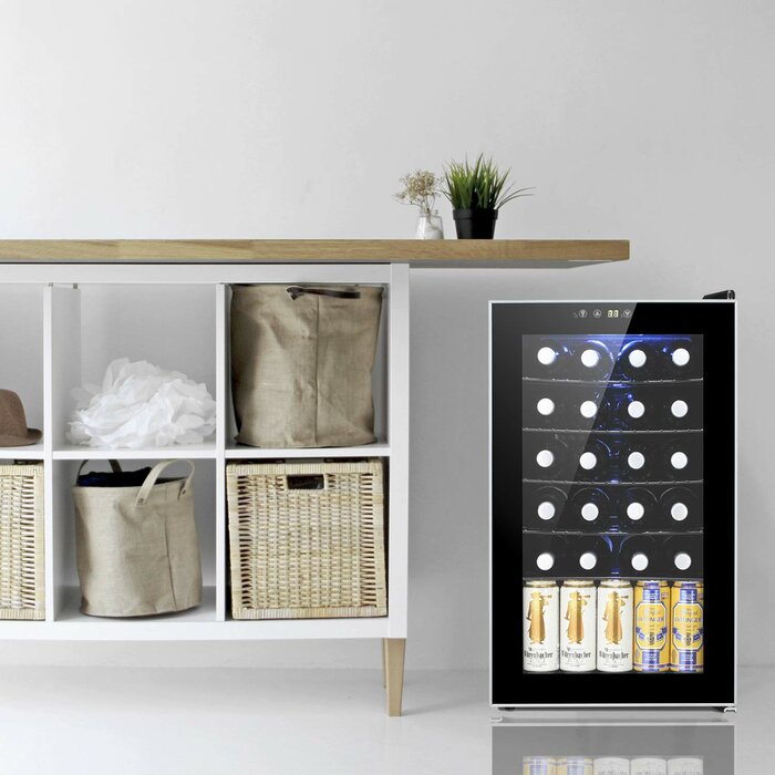 24 Bottle & 86 Can Single Zone Freestanding Beverage Cooler & Wine Refrigerator Cooler