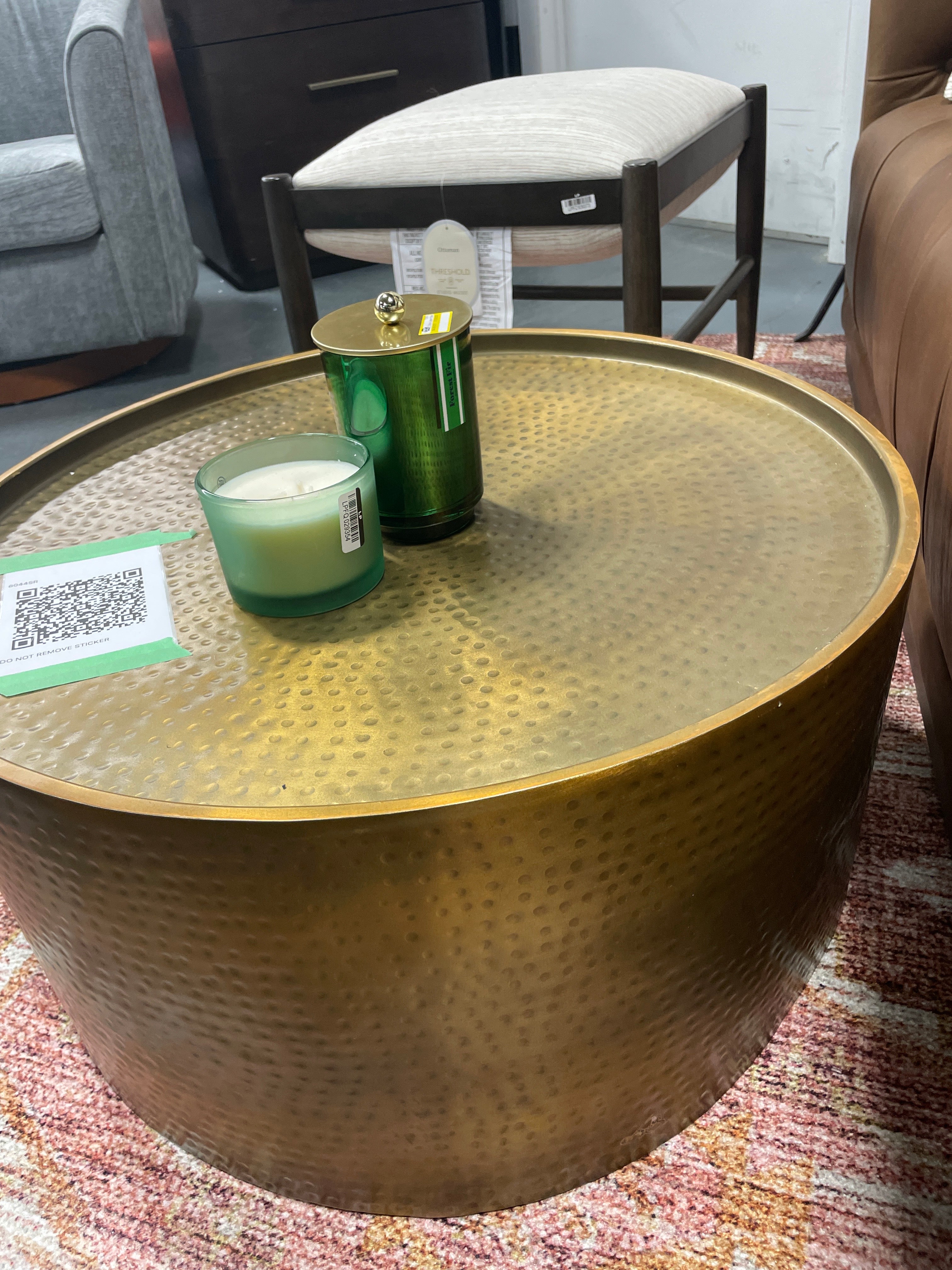 Manila Round Hammered Drum Coffee Table - SHOWROOM ITEM