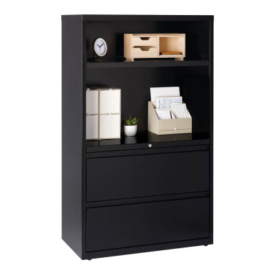 Series 2-Drawer Combo Storage Lateral File Cabinet, Black