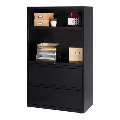 Series 2-Drawer Combo Storage Lateral File Cabinet, Black