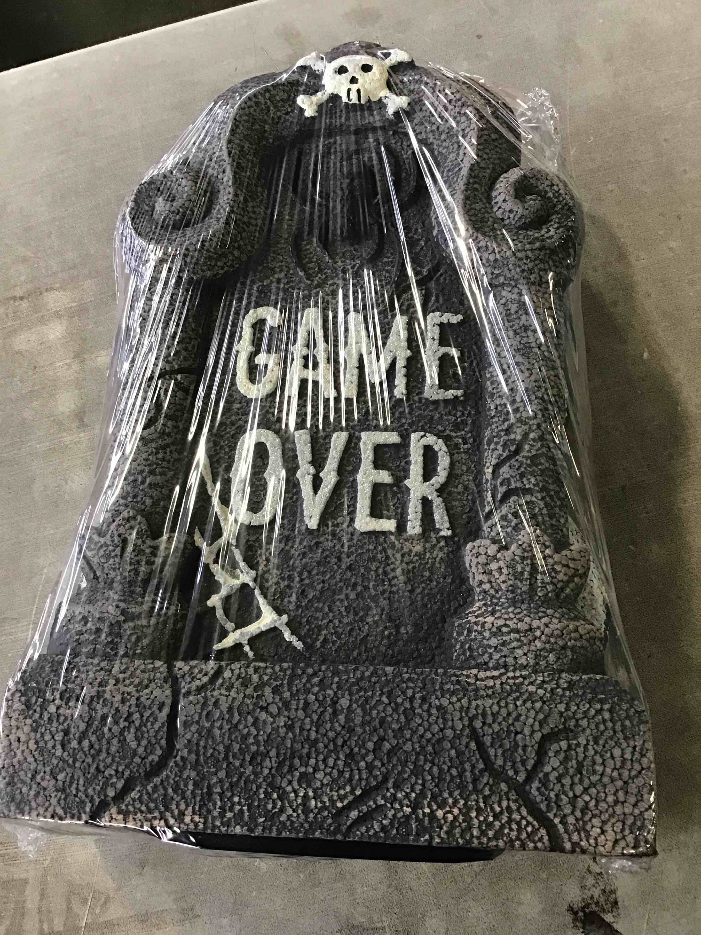 4pk Black and White Foam Halloween Decorative Tombstone Set, final cut