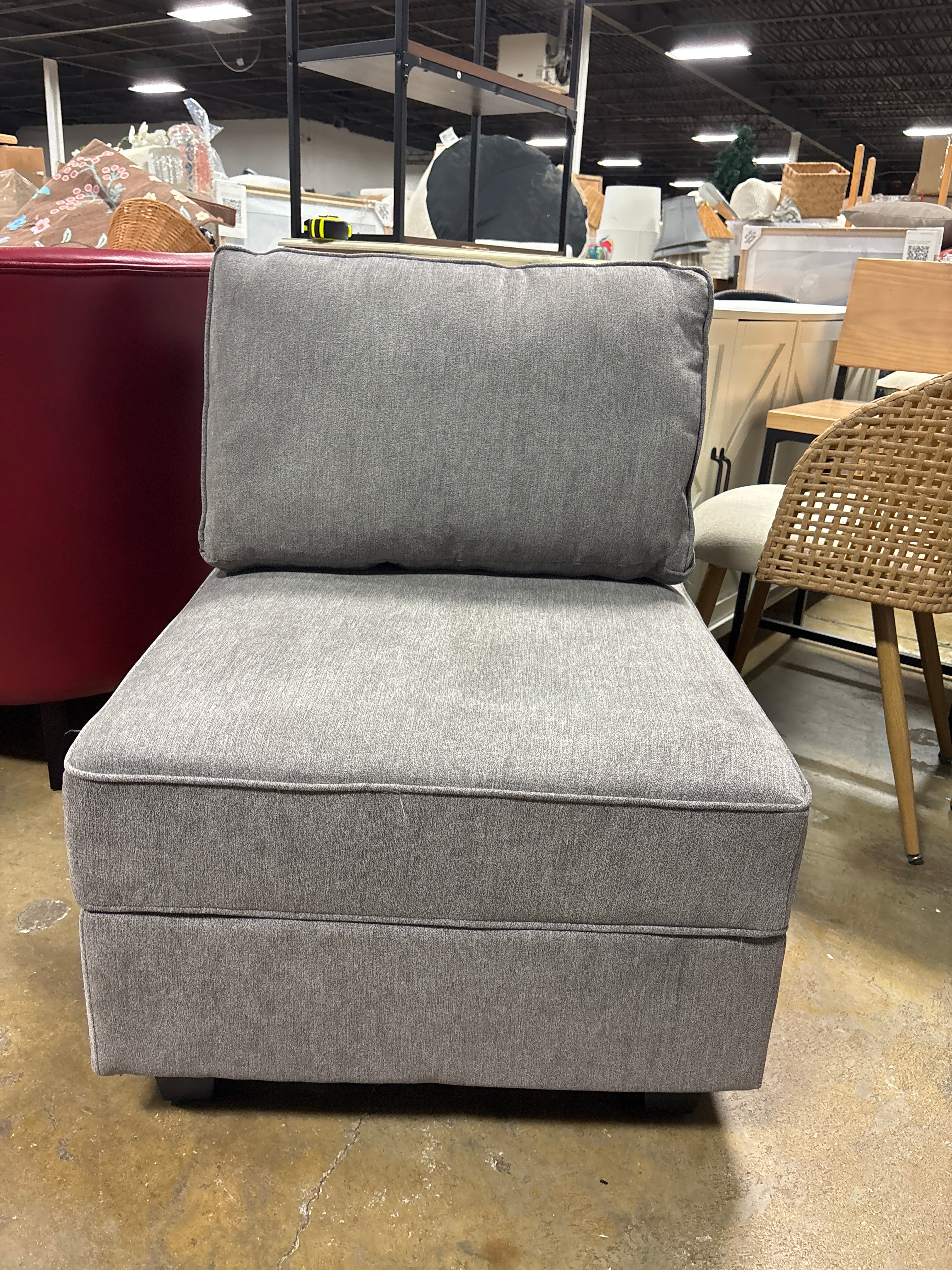 Kimbrel 26.4'' Wide Upholstered Armless Chair with Pillow Back SHOWROOM ITEM