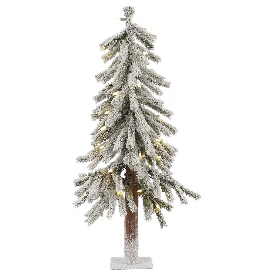 2-Feet Pre-lit Flocked White Artificial Christmas Tree with White LED Lights