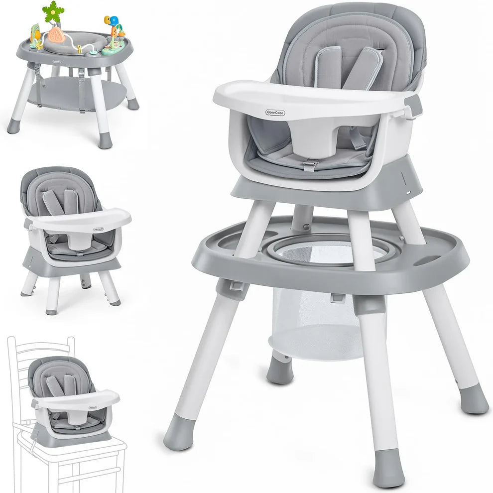 Baby High Chair, 1 Convertible, Booster Seats with Tray, (Grey)