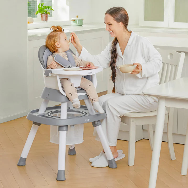 Baby High Chair, 1 Convertible, Booster Seats with Tray, (Grey)