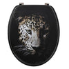 Black Elongated Toilet Seat With Leopard Print