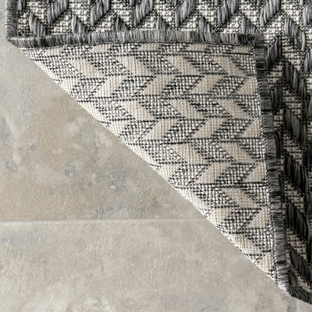 Camryn Herringbone Indoor/Outdoor Area Rug, 8' x 10', Camryn Light Grey