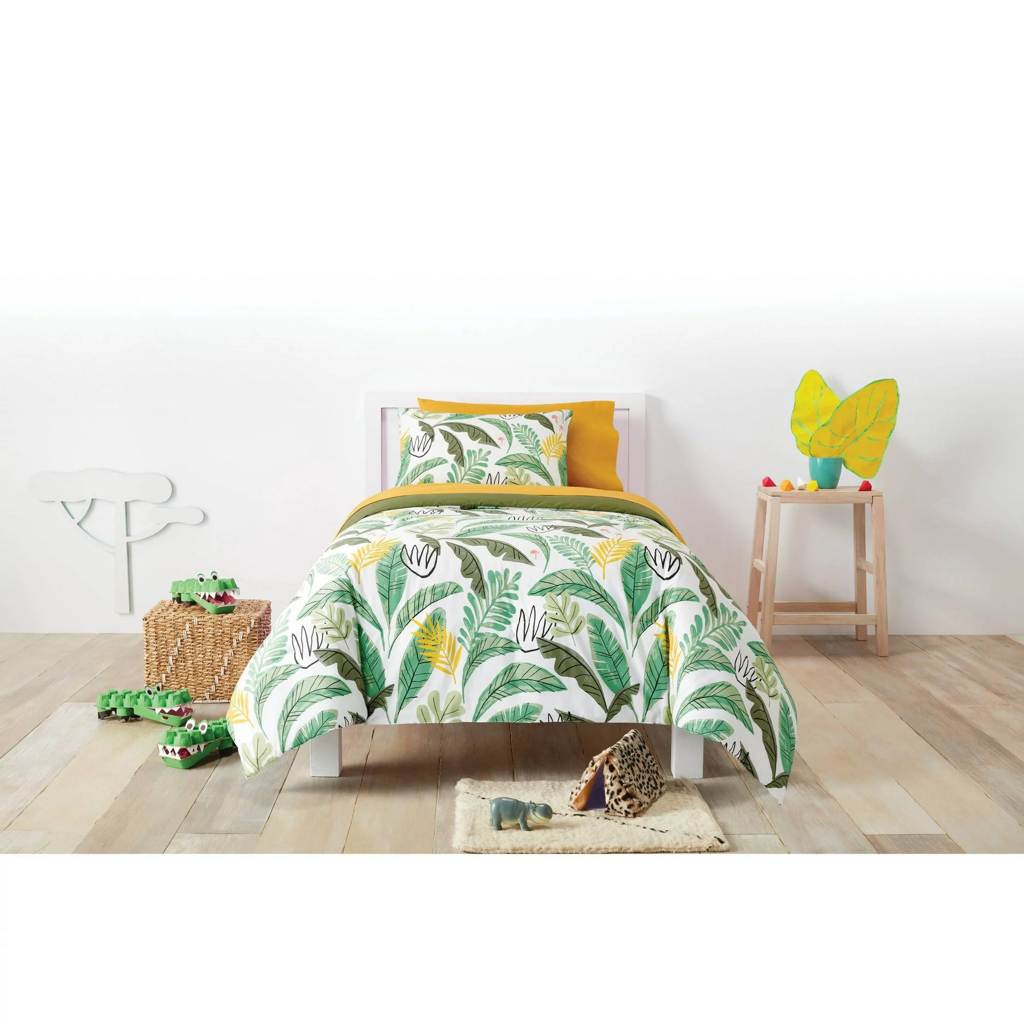 Botanical Garden Cotton Kids' Comforter Set Green - Queen