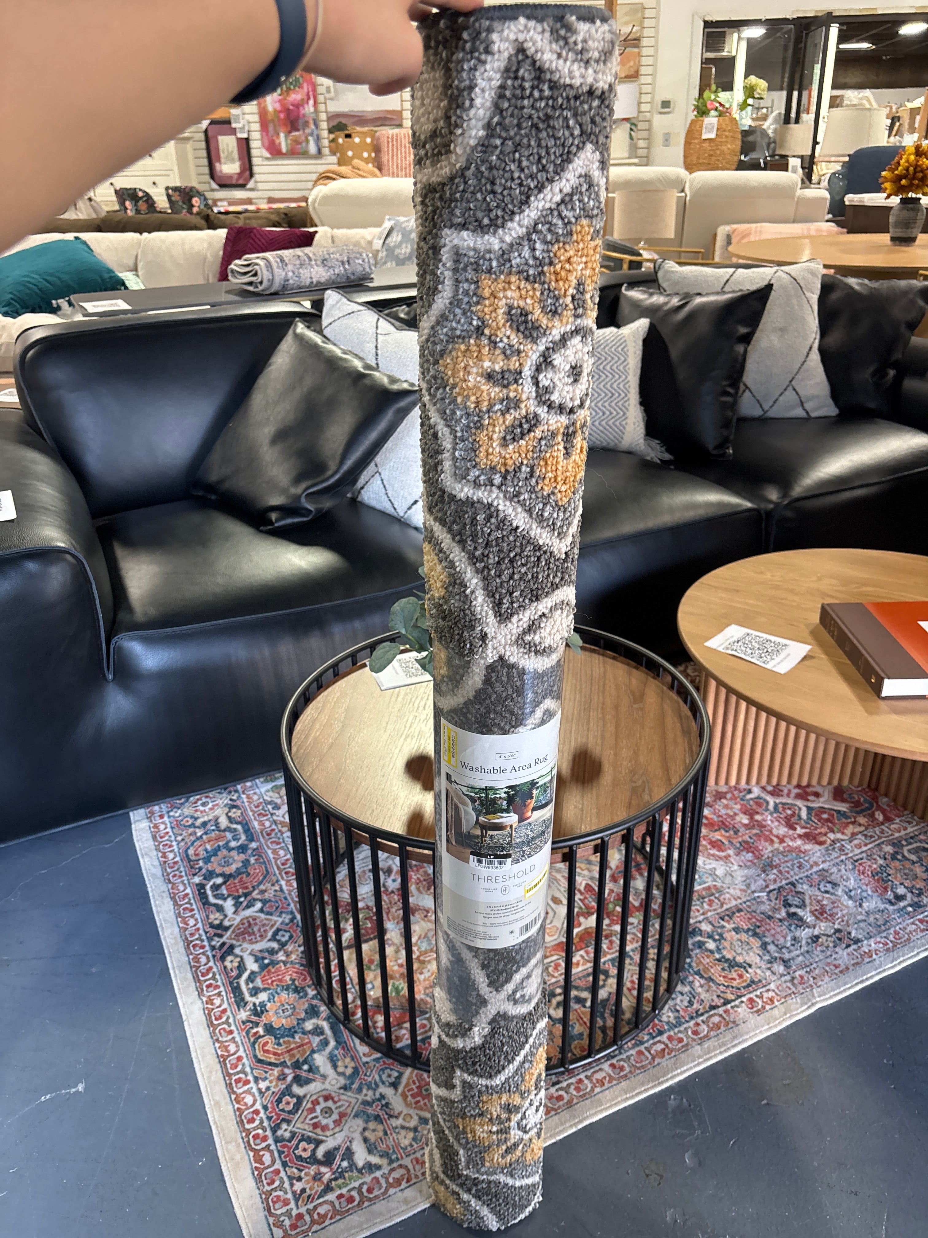 4' x 5'6" Washable Rowena Rug - Charcoal Gray SHOWROOM ITEM