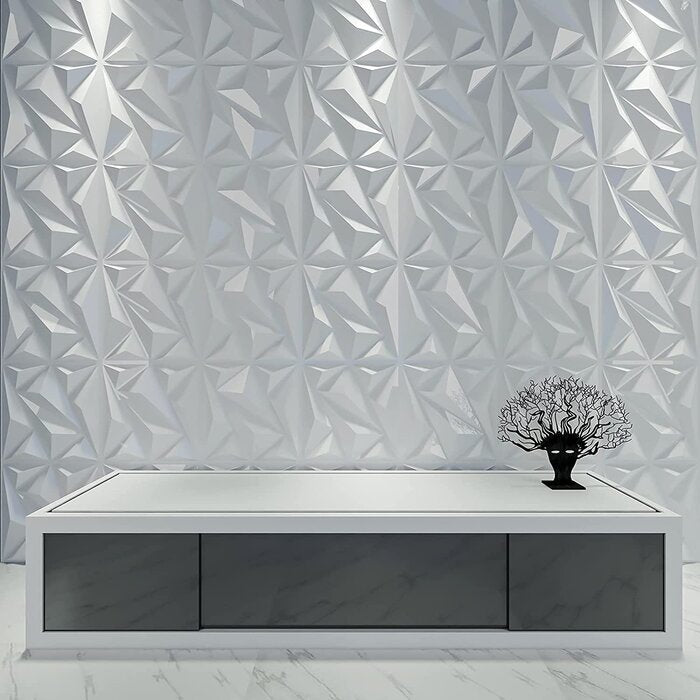 19.7" x 19.7" 3D Wall Panel in Black & White (12-pack)