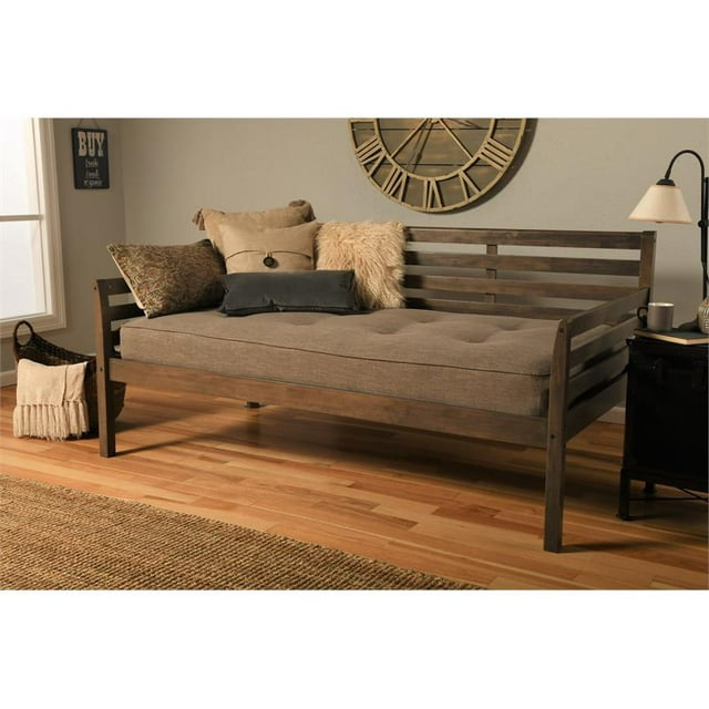 Boho Twin Traditional Solid Wood Daybed in Rustic Walnut