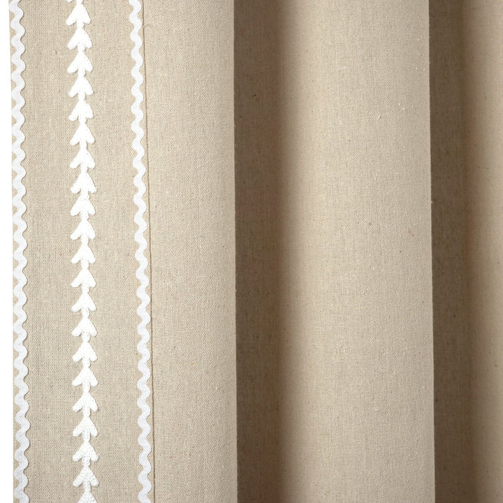 Olivia Ric Rac Embroidery Border Window Curtain Panel
