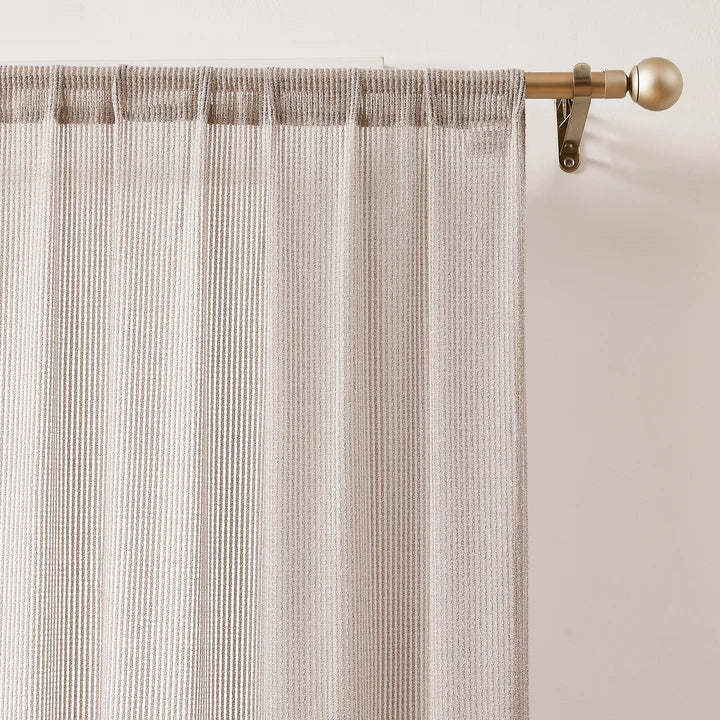 Milla Knitted Textured Sheer Window Curtain Panel Pair
