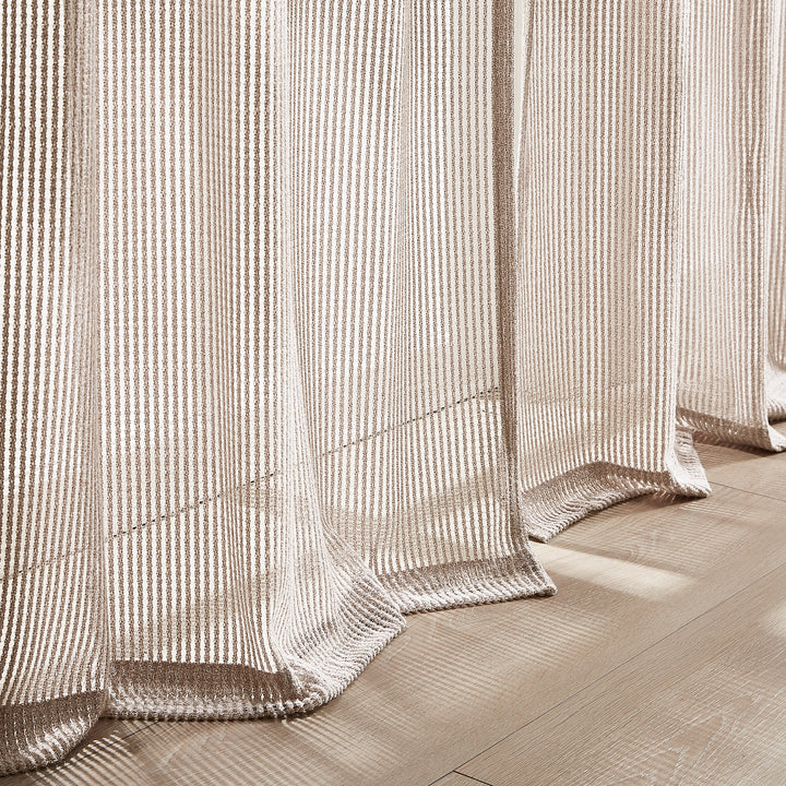 Milla Knitted Textured Sheer Window Curtain Panel Pair