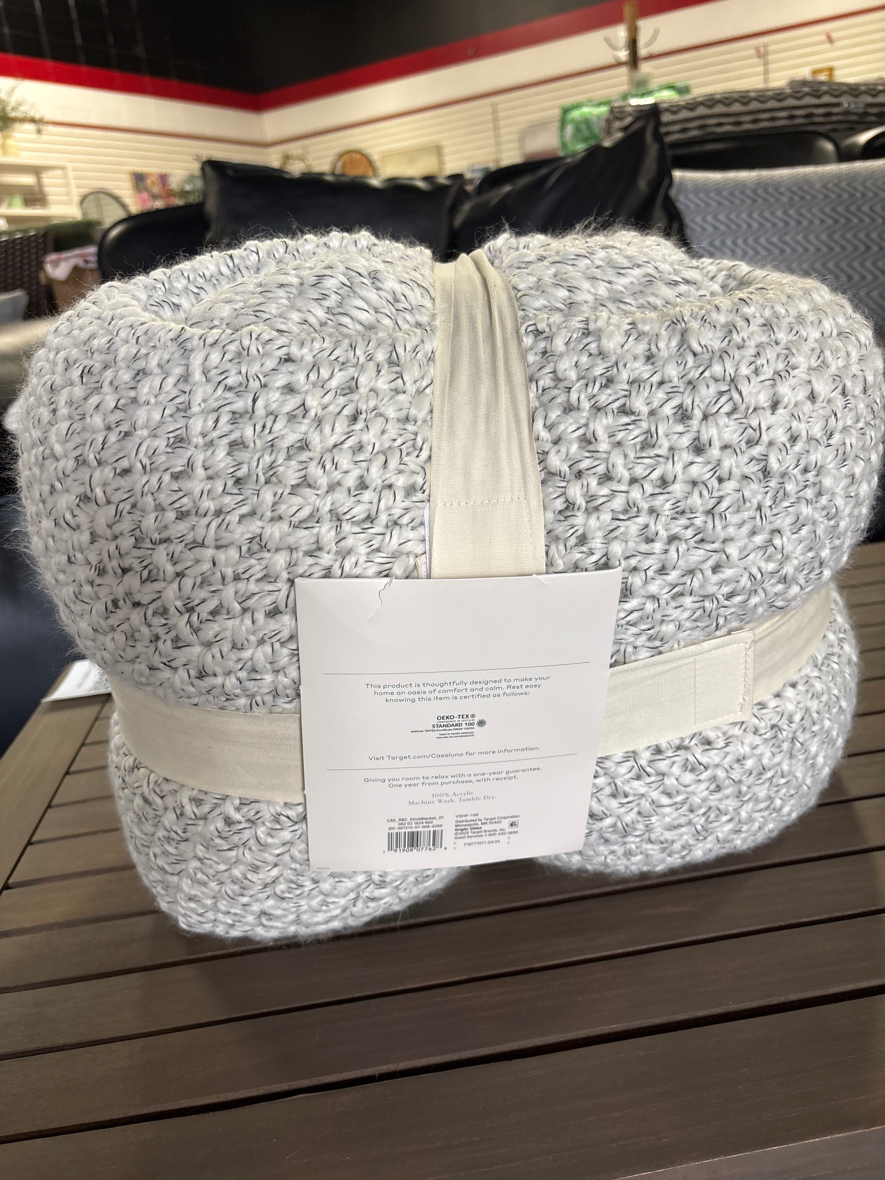 (KING) Casaluna Chunky Knit Bed Blanket - Marled Gray SHOWROOM ITEM