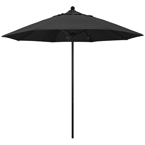 California Umbrella PACIFICA Venture Round Push Lift Umbrella with Black Aluminum Pole - Pacifica Canopy - Black Fabric